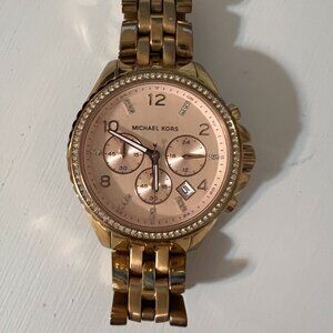 Michael Kors Rose Gold-Tone Chronograph Watch – Women’s | New Battery